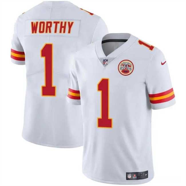 Men & Women & Youth Kansas City Chiefs #1 Xavier Worthy White Vapor Untouchable Limited Stitched Jersey